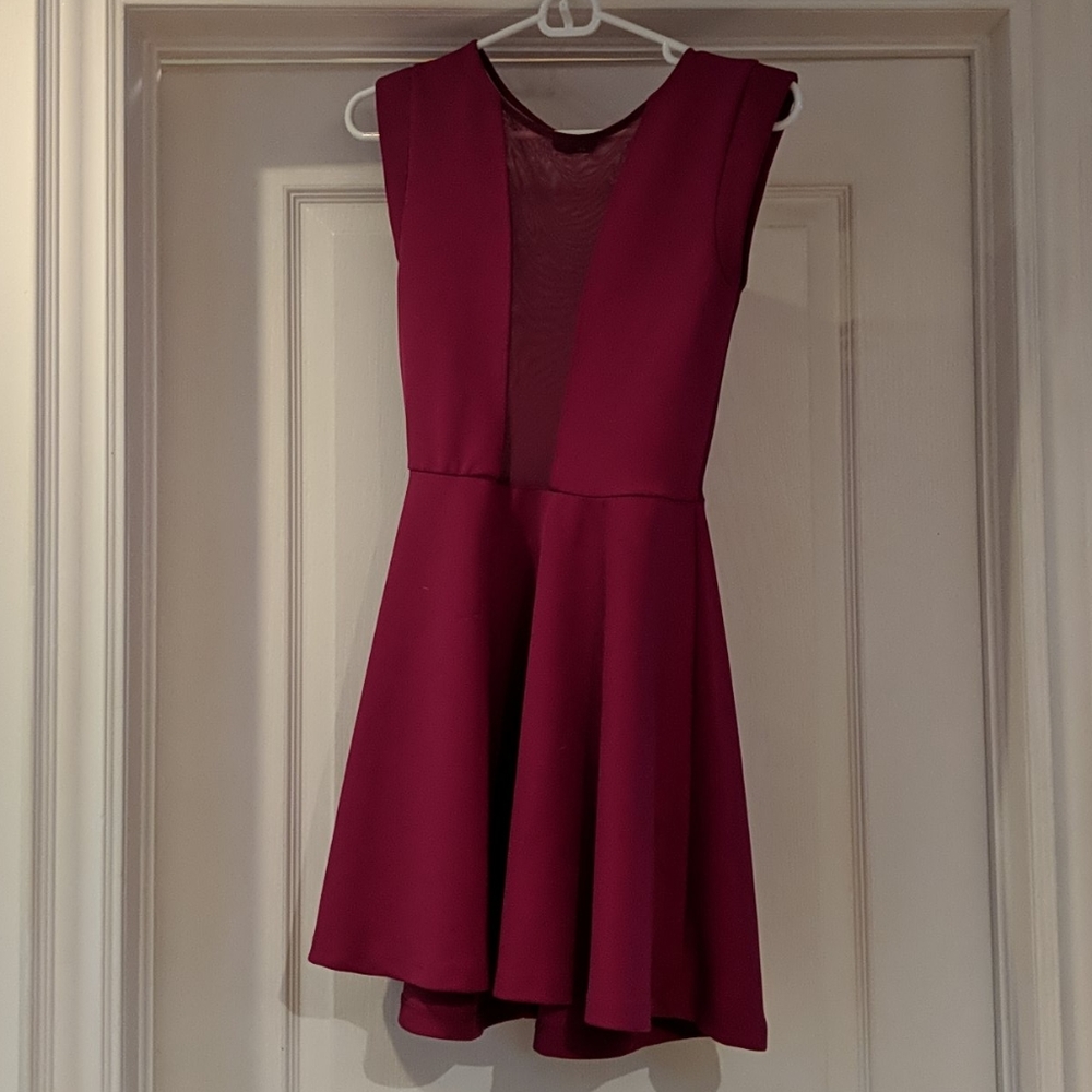 TopShop fuschia mesh insert skater dress